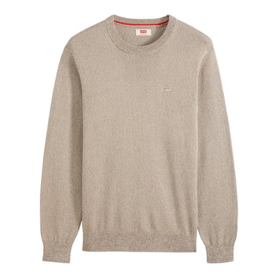 Pull en coton écru à coupe droite pourvu de manches longues et d'un col rond LEVI'S