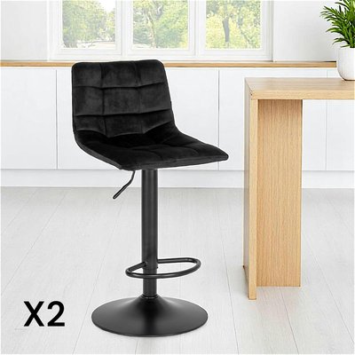 Tabouret de bar noir velours, réglable en hauteur et pivotant (lot de 2) SAVONE PIER IMPORT