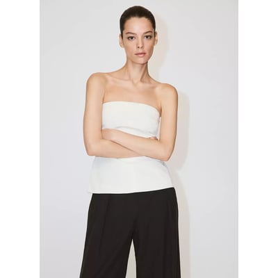 Top en lin bustier MANGO