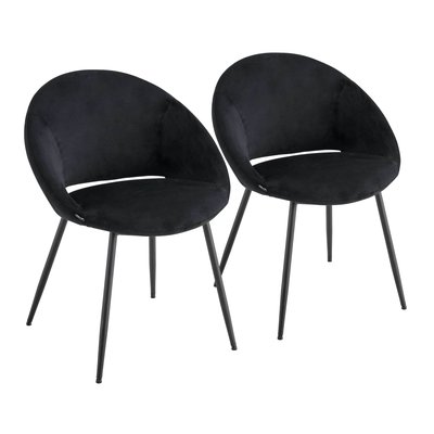 Lot de 2 chaises en acier et velours, LUCIE OVIALA