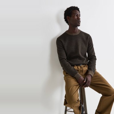 Pull col rond point fantaisie en laine MONOPRIX