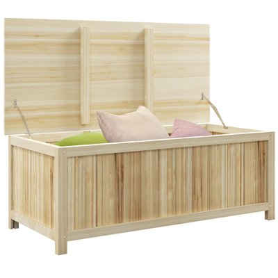 Coffre de rangement extérieur 172L avec vérins - bois de sapin OUTSUNNY