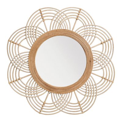 Miroir rond rotin naturel dia 62 BLANC D’IVOIRE