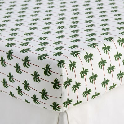 Tapahi Palm Tree Print 50% Recycled Cotton Child's Fitted Sheet with 25cm Flap LA REDOUTE INTERIEURS