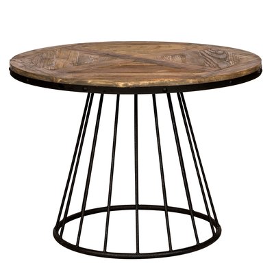 Table ronde 5 personnes en bois de cèdre et pied en métal D110 cm - PRALUS RENDEZ-VOUS DÉCO
