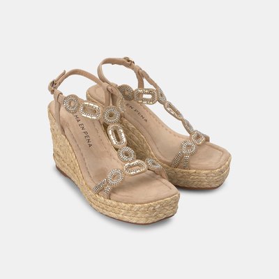 Sandales compensées tressées avec détail de strass et fermeture à boucle ALMA EN PENA