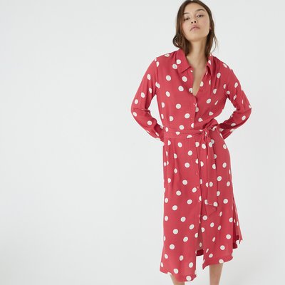Vestido às bolas estilo camisa, comprimento midi LA REDOUTE COLLECTIONS