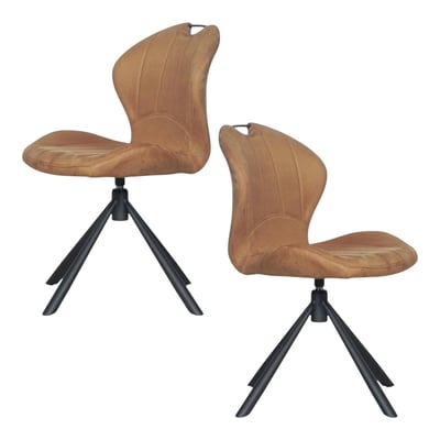 Chaise pivotante caramel avec dossier courbe, (lot de 2) LOMBARDIE PIER IMPORT