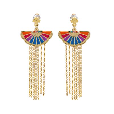 Boucles d'oreilles avec cabochon et chaînes pour oreilles percées SANCHO HIPANEMA