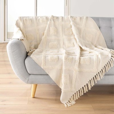 Plaid tufté à franges Inca DOUCEUR D'INTÉRIEUR