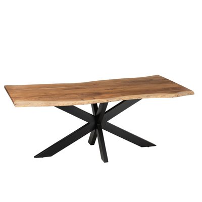 Table de salle à manger rectangulaire en acacia et métal noir L200 - EDGAR HELLIN, DEPUIS 1862