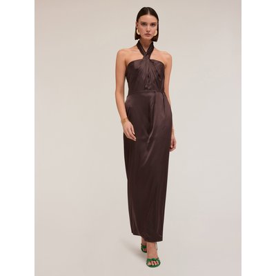 Robe à encolure américaine en satin brillant de viscose stretch MOTIVI