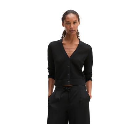 Cardigan ajouré régulier en fil de slub de coton et de lin MARC O'POLO