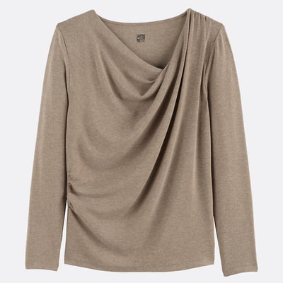 T-shirt drapé, manches longues, en viscose mélangée LA REDOUTE COLLECTIONS