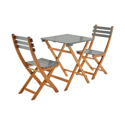 Table de jardin pliante bois d'acacia + 2 assises HILORA SWEEEK