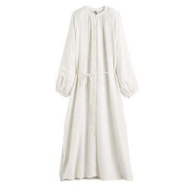 Robe longue en gaze de coton, manches bouffantes LA REDOUTE COLLECTIONS