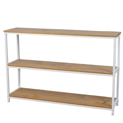 Console en métal blanc et 3 plateaux en bois 120x30x80cm WADIGA