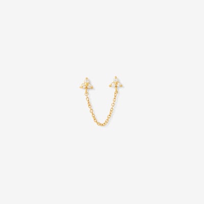 Bijoux d'oreilles 2 puces et chaine - zircon et argent garanti 925 BALABOOSTE