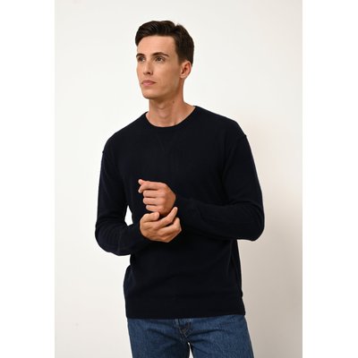 NOE pull col rond navy en cachemire JUST CASHMERE