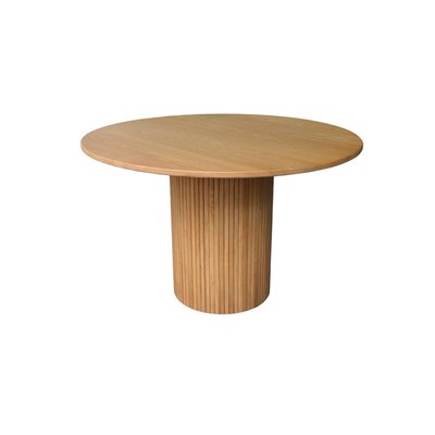 Table à manger ronde bois d'hévéa et placage chêne 4 places ESTELLE SWEEEK