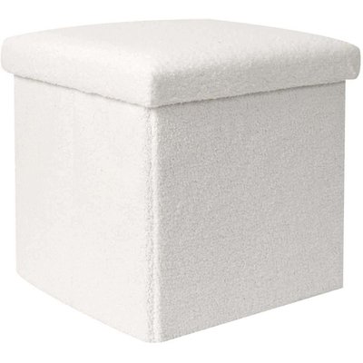 Pouf coffre pliable en bouclette blanc CMP