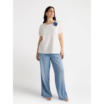 T-shirt avec deux broches en forme de fleur à piquer selon l’envie FIORELLA RUBINO
