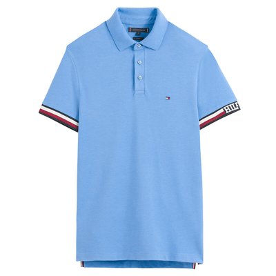 Polo droit à logo brodé double jersey TOMMY HILFIGER