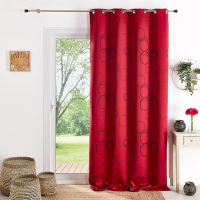 Rideau 100% Occultant Imprimé Cercles Rouge HOME MAISON