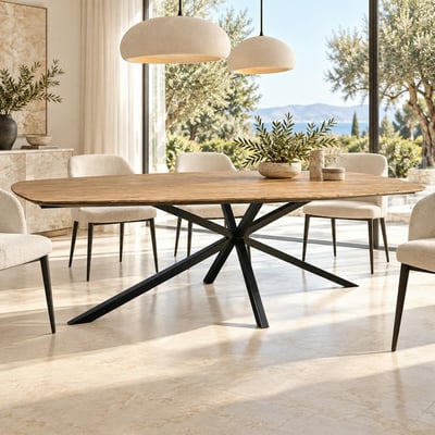 Grande table à manger en bois de teck recyclé 280 cm DEPOK PIER IMPORT
