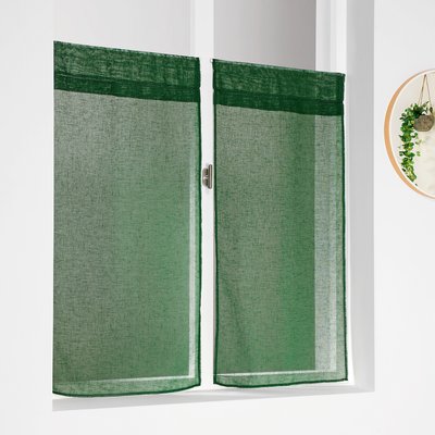 Paire de petits voilages unis et tamisants en poly/lin LINDER
