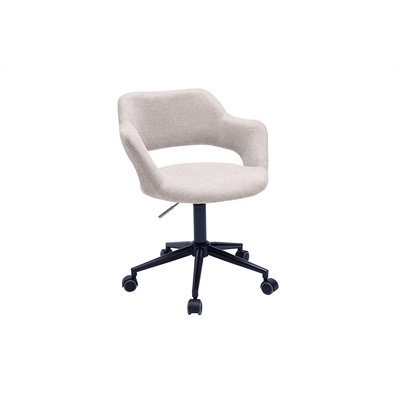 Chaise de bureau à roulettes design en tissu effet velours texturé beige et métal noir JESSY MILIBOO