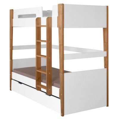 Pack lit superposé gigogne avec 3 matelas Bois massif  ROMY AKITEN RETAIL