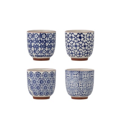 Tasses grès motif floral  Karine Set de 4 BLOOMINGVILLE