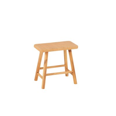 Tabourets en pin et rotin naturel (lot de 2) - LAOS HELLIN, DEPUIS 1862