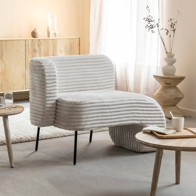 Méridienne en velours côtelé blanc  SOLÉA MADE IN MEUBLES 
