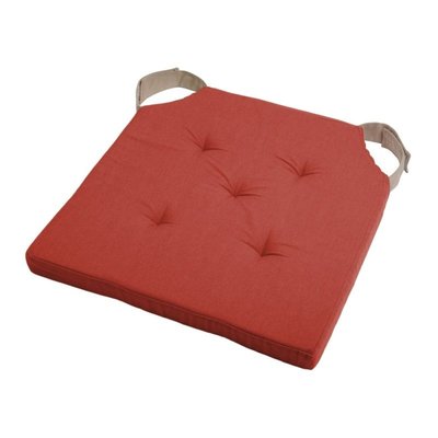 Lot de 4 galettes de chaise Duo velcro 38x38 Terracotta lin DECORATIE