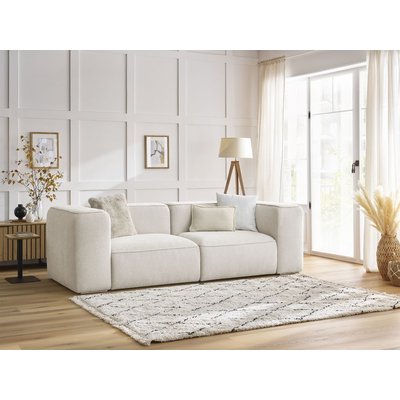 Canapé droit fixe 2 places en tissu texturé, ZEPHYR BOBOCHIC