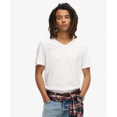 T-shirt flammé à col V et bords bruts SUPERDRY