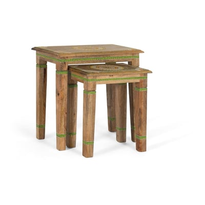 Lot de 2 tables basses Bois Marron - DANAÉ DECORATION D’AUTREFOIS