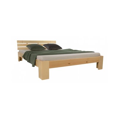 Lit double en bois futon 160x200 bois naturel HOMESTYLE4U
