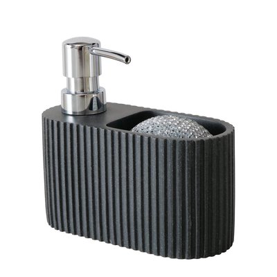 Distributeur liquide vaisselle + porte éponge résine noire WADIGA