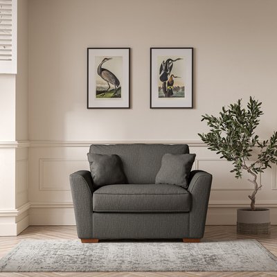 Florence Textured Woven Snuggle Chair with Dark Brown Wood Legs SO'HOME