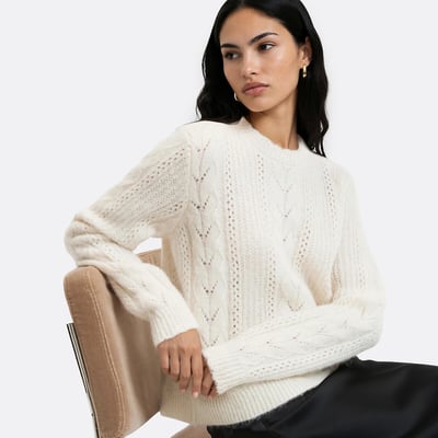 Pull en maille ajourée, laine et alpaga mélangés LA REDOUTE COLLECTIONS