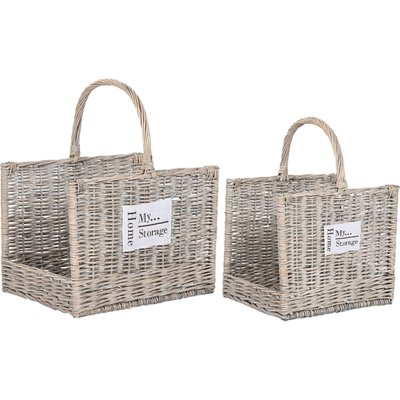 Panier en osier naturel style shabby rangement élégant maison RECOLLECTION