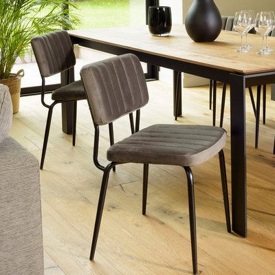 Chaise vintage en velours gris sombre TIM PIER IMPORT