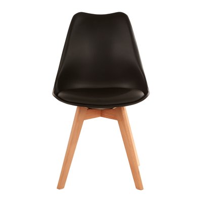 Scandi Style Chair with Soft Faux Leather Cushion and Beechwood Legs SO'HOME