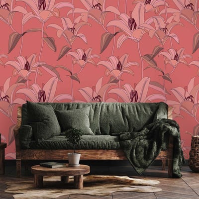 Papier peint panoramique fleurs pinky HEXOA