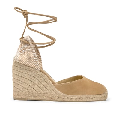 Espadrilles compensées en daim à lacets avec plateforme tressée CARINA LIGHT PLATFORM CASTANER
