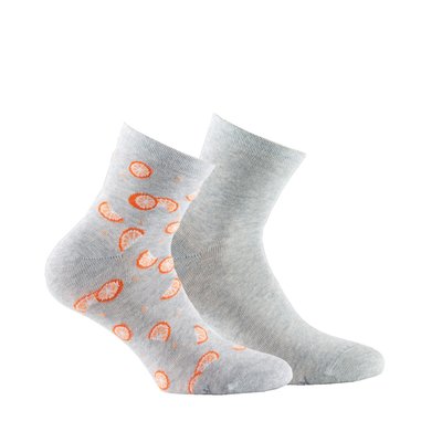 Lot de 2 paires de socquettes en coton motifs oranges KINDY