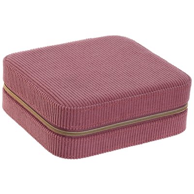 Boîte à bijoux velours côtelé vieux rose 14.5x13x5cm WADIGA